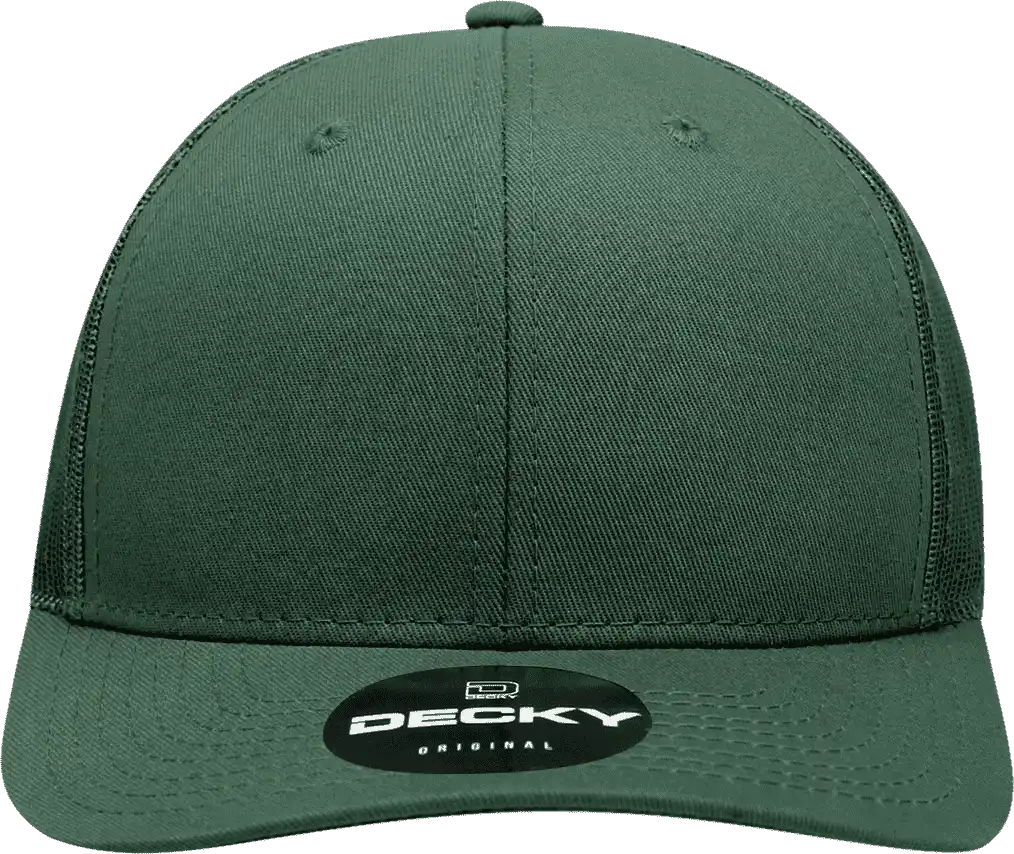 Decky 6021 Mid Profile 6 Panel Poly Cotton Trucker Cap - Forest - one Size Fits Most