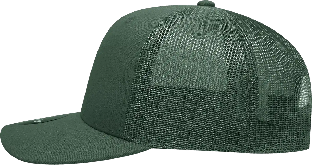 Decky 6021 Mid Profile 6 Panel Poly Cotton Trucker Cap - Forest - one Size Fits Most