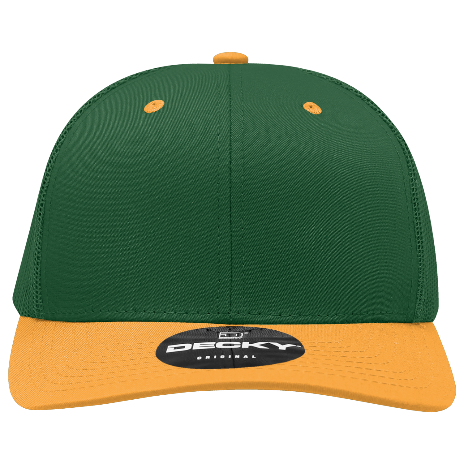 Decky 6021 Mid Profile 6 Panel Poly Cotton Trucker Cap - Forest Gold
