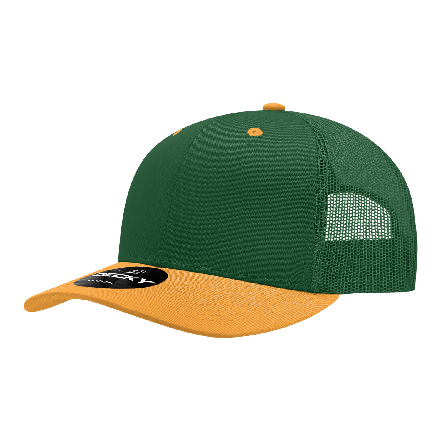 Decky 6021 Mid Profile 6 Panel Poly Cotton Trucker Cap - Forest Gold