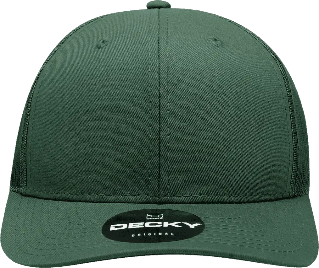 Decky 6021 Mid Profile 6 Panel Poly Cotton Trucker Cap - Forest