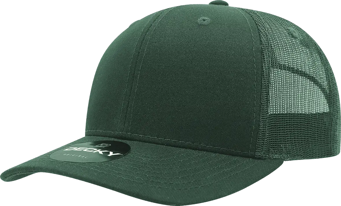 Decky 6021 Mid Profile 6 Panel Poly Cotton Trucker Cap - Forest