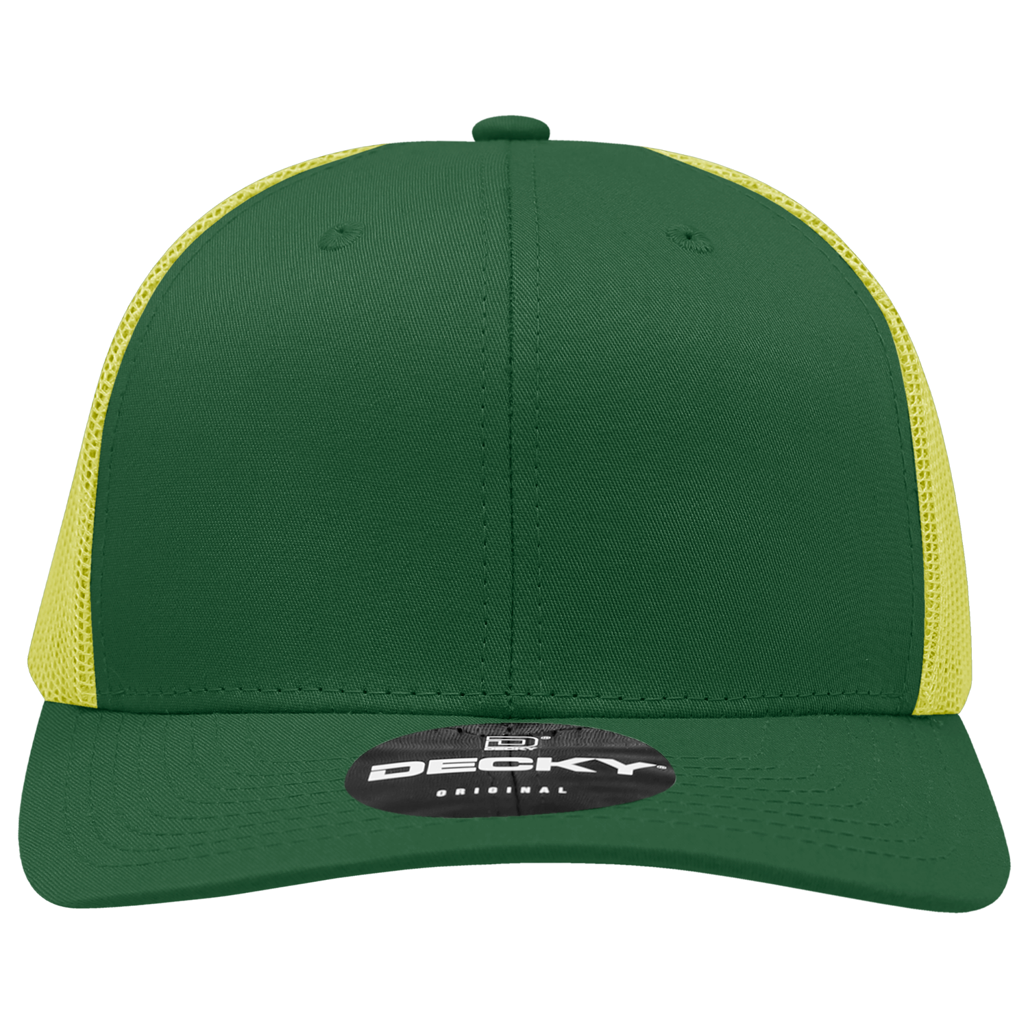 Decky 6021 Mid Profile 6 Panel Poly Cotton Trucker Cap - Forest Yellow