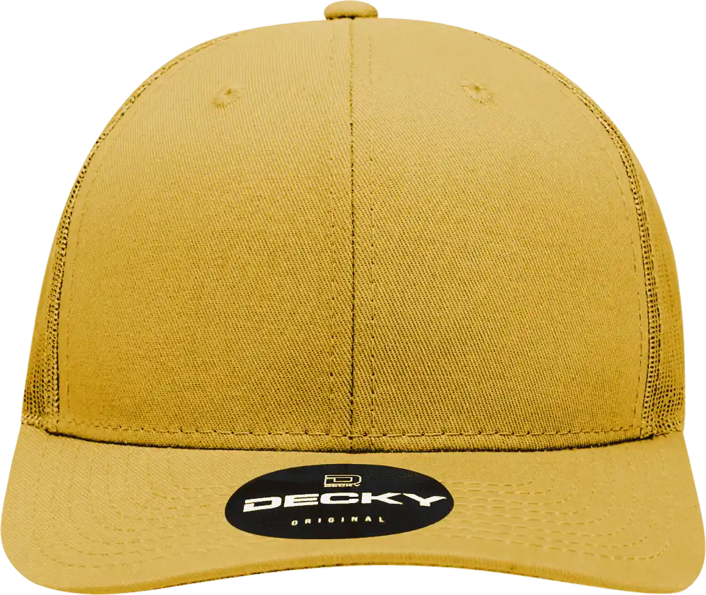 Decky 6021 Mid Profile 6 Panel Poly Cotton Trucker Cap - Gold - one Size Fits Most