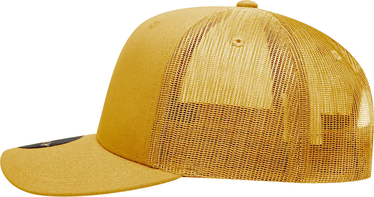 Decky 6021 Mid Profile 6 Panel Poly Cotton Trucker Cap - Gold - one Size Fits Most