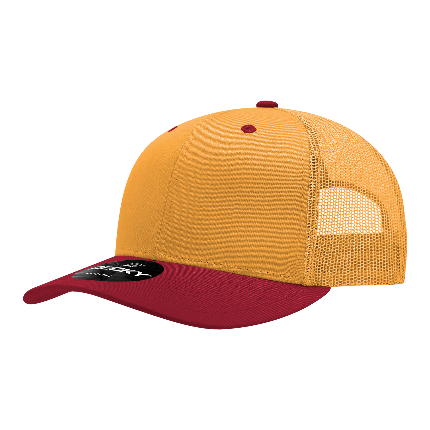 Decky 6021 Mid Profile 6 Panel Poly Cotton Trucker Cap - Gold Cardinal