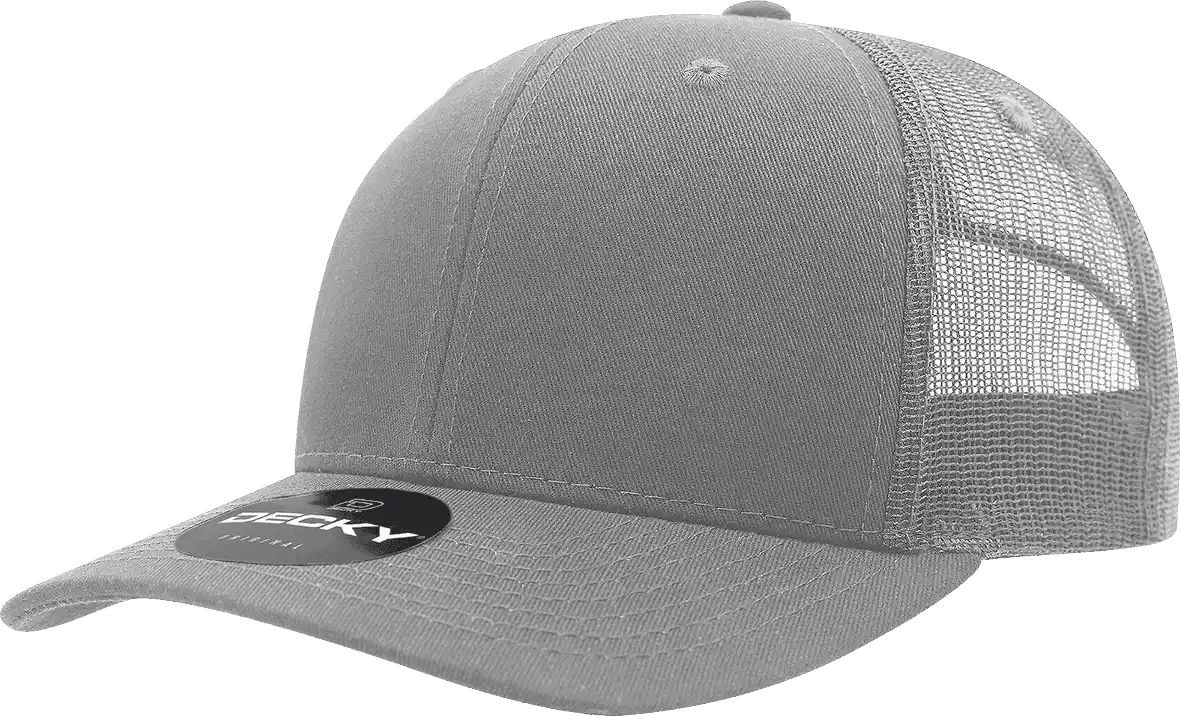 Decky 6021 Mid Profile 6 Panel Poly Cotton Trucker Cap Gray / one Size Fits Most
