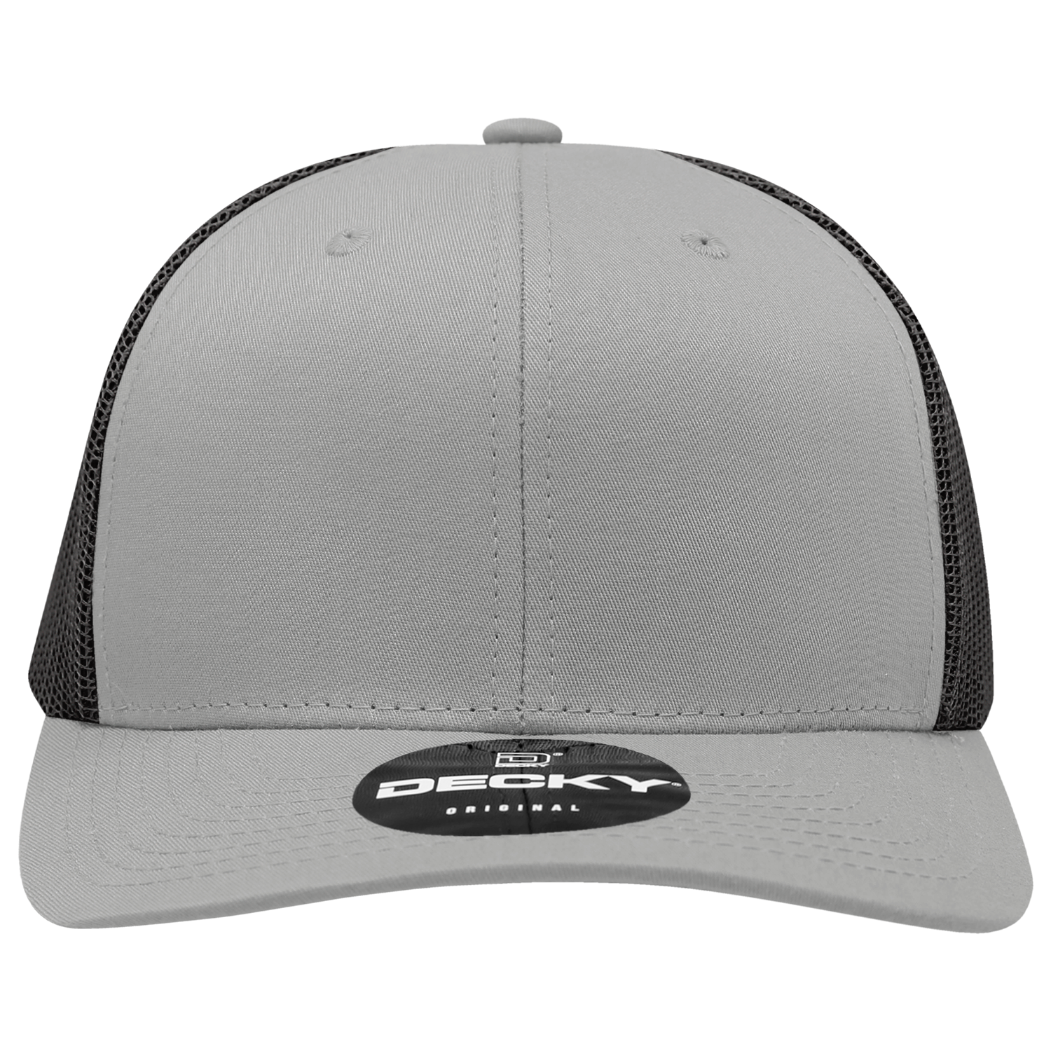 Decky 6021 Mid Profile 6 Panel Poly Cotton Trucker Cap - Grey Black
