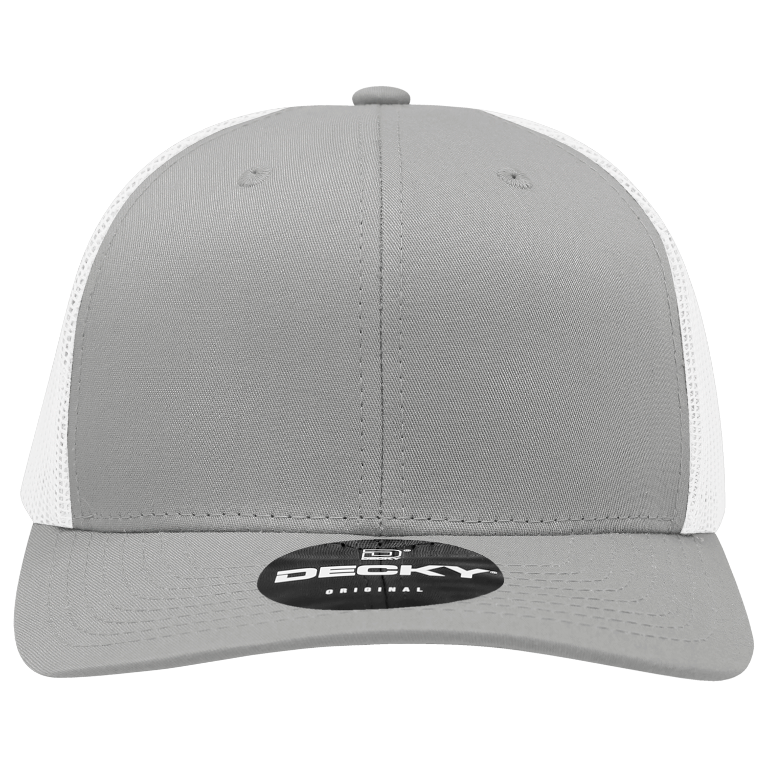 Decky 6021 Mid Profile 6 Panel Poly Cotton Trucker Cap - Grey White