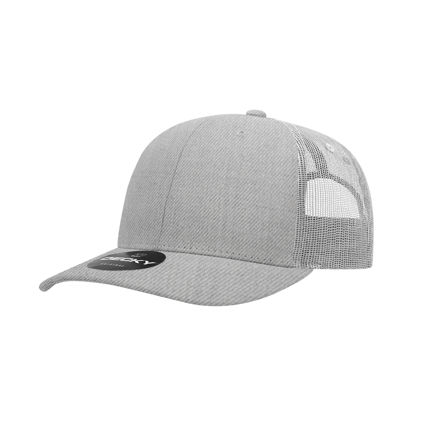 Decky 6021 Mid Profile 6 Panel Poly Cotton Trucker Cap - Heather Grey Light