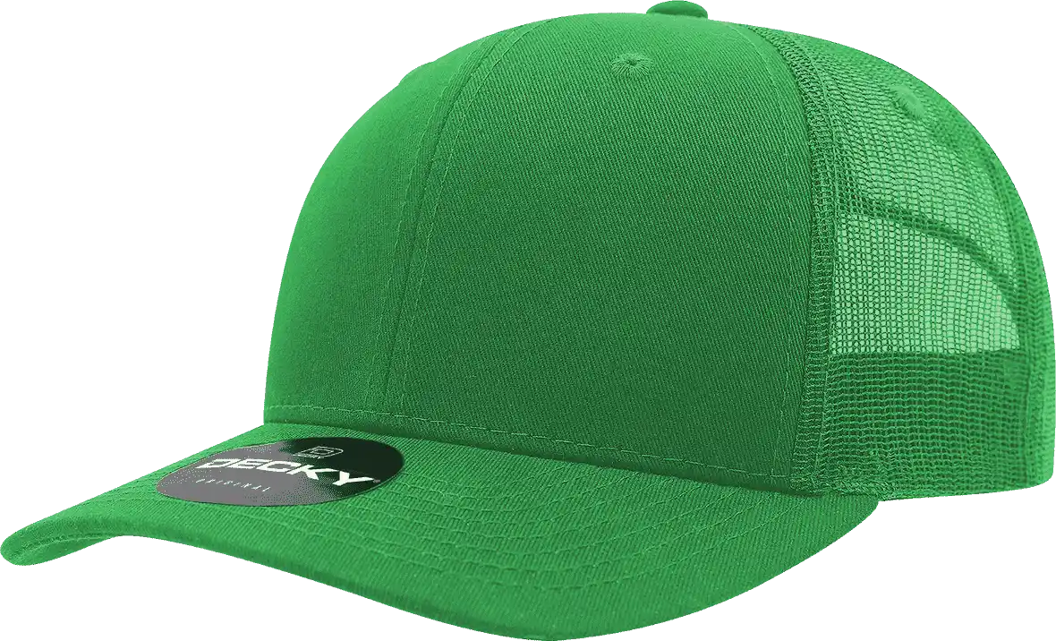 Decky 6021 Mid Profile 6 Panel Poly Cotton Trucker Cap - Kelly - one Size Fits Most