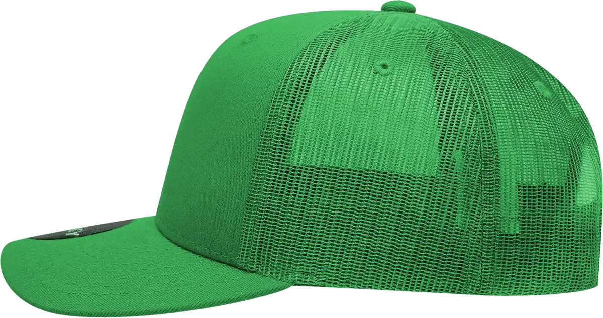 Decky 6021 Mid Profile 6 Panel Poly Cotton Trucker Cap - Kelly - one Size Fits Most