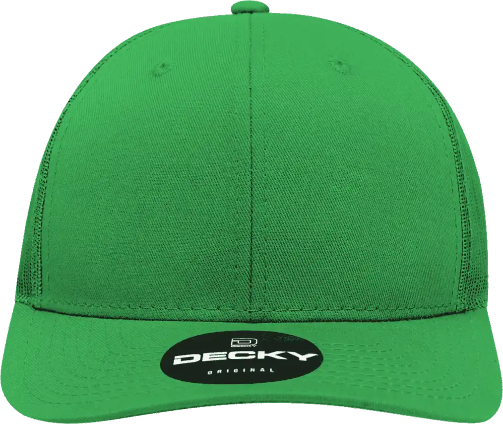 Decky 6021 Mid Profile 6 Panel Poly Cotton Trucker Cap - Kelly - one Size Fits Most