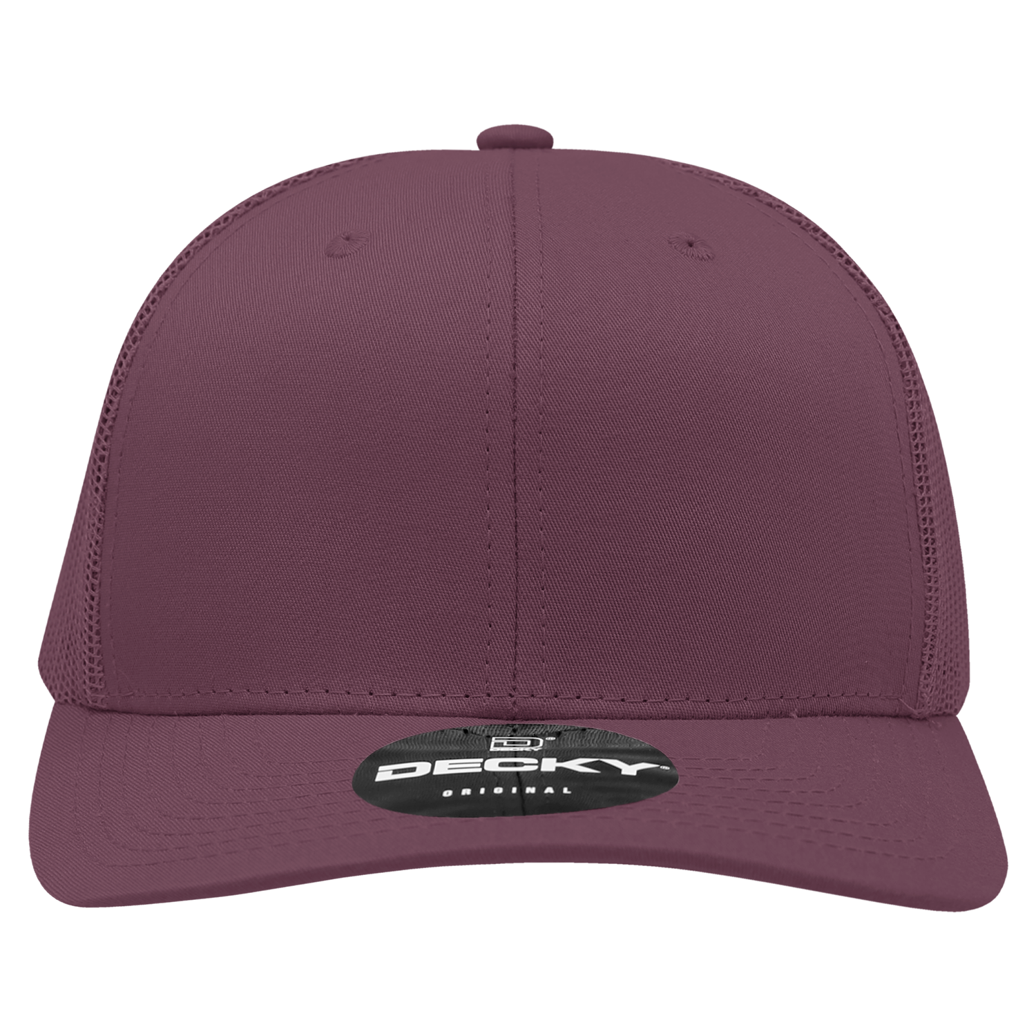 Decky 6021 Mid Profile 6 Panel Poly Cotton Trucker Cap - Maroon