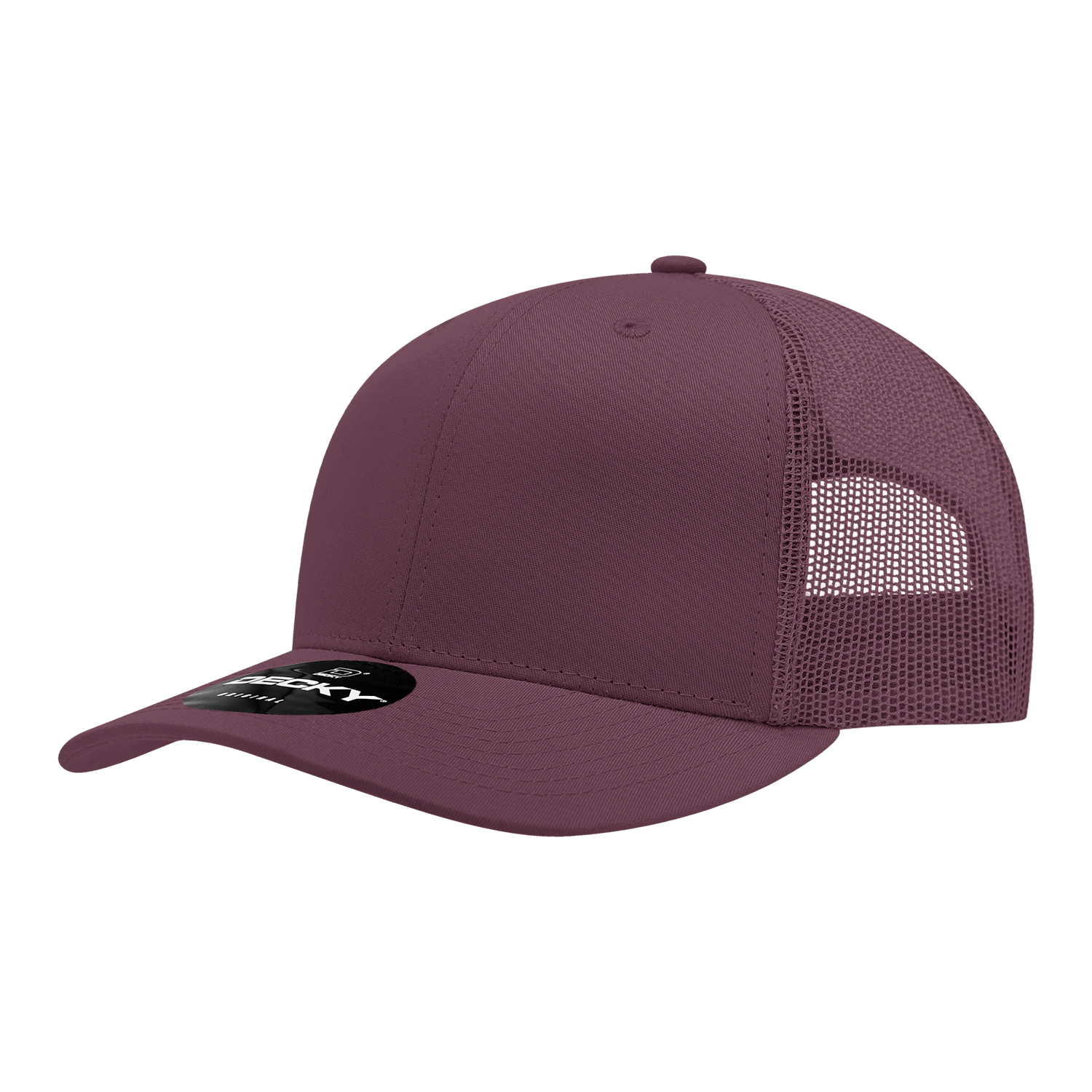Decky 6021 Mid Profile 6 Panel Poly Cotton Trucker Cap - Maroon
