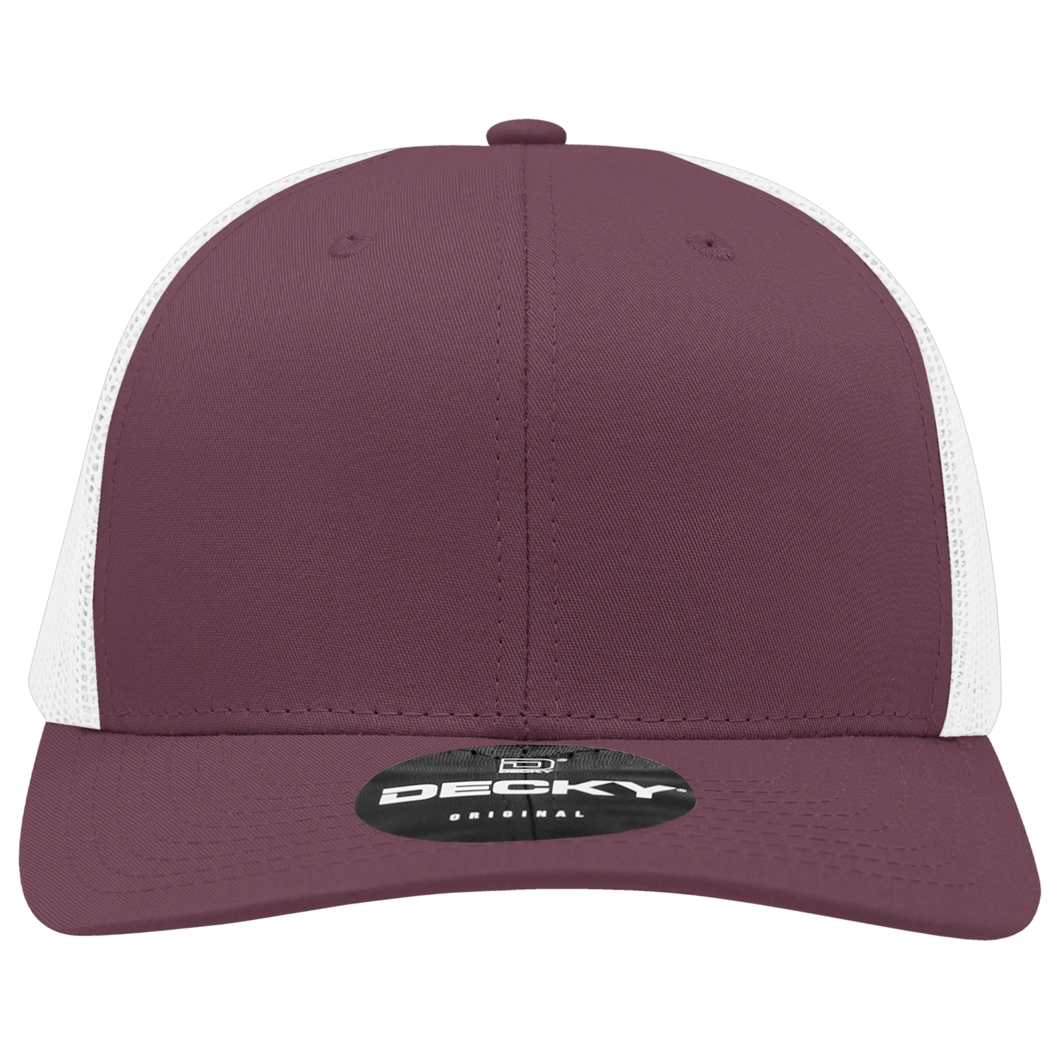 Decky 6021 Mid Profile 6 Panel Poly Cotton Trucker Cap - Maroon White