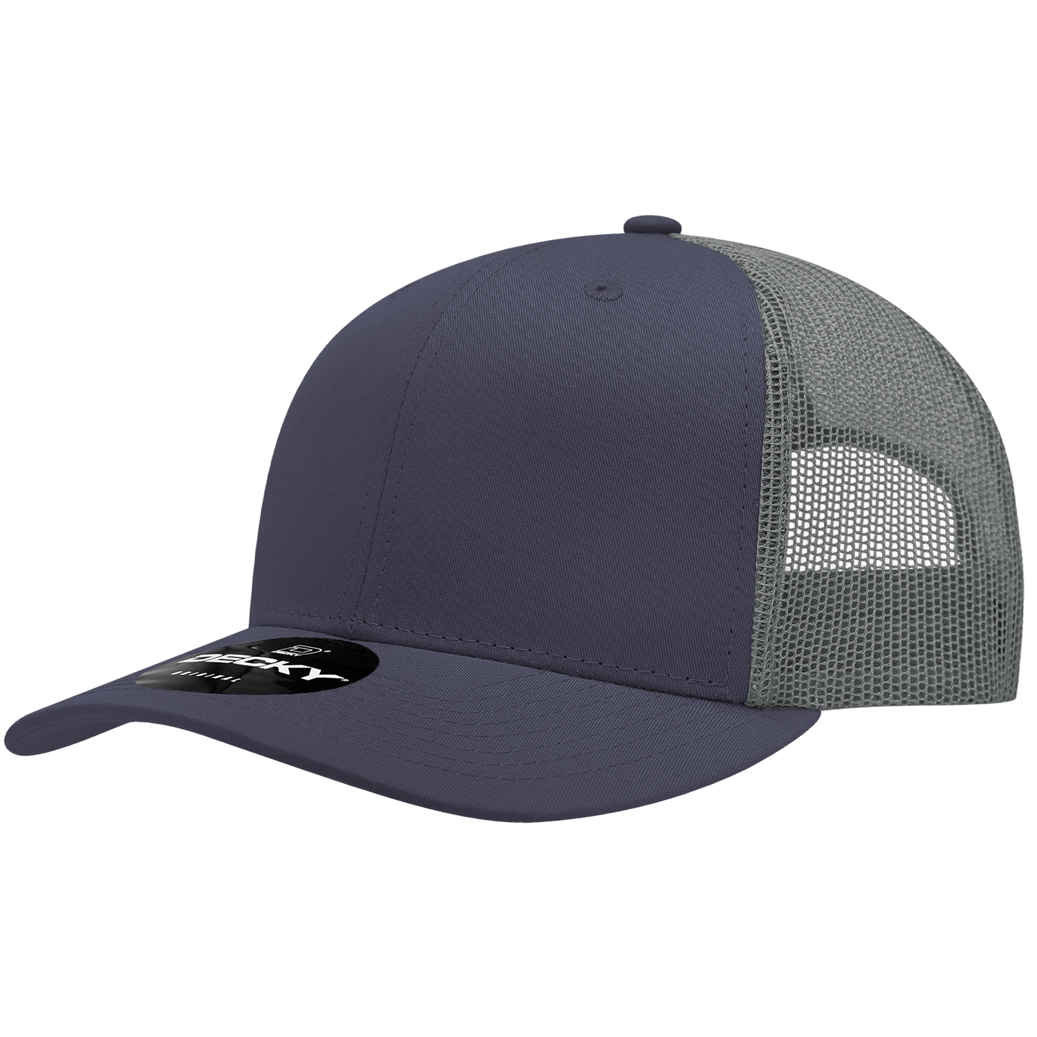 Decky 6021 Mid Profile 6 Panel Poly Cotton Trucker Cap - Navy Charcoal