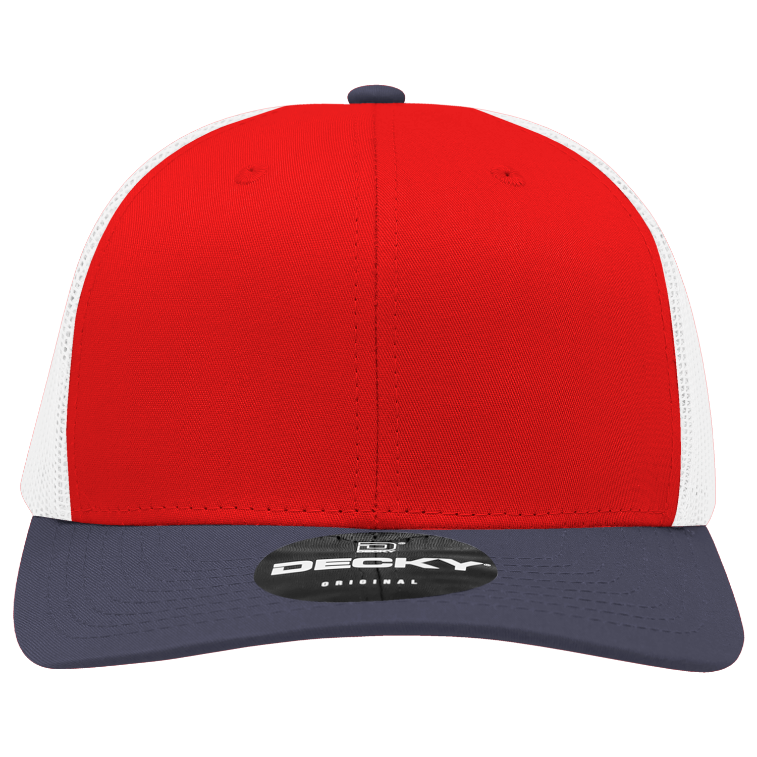 Decky 6021 Mid Profile 6 Panel Poly Cotton Trucker Cap - Navy Red White