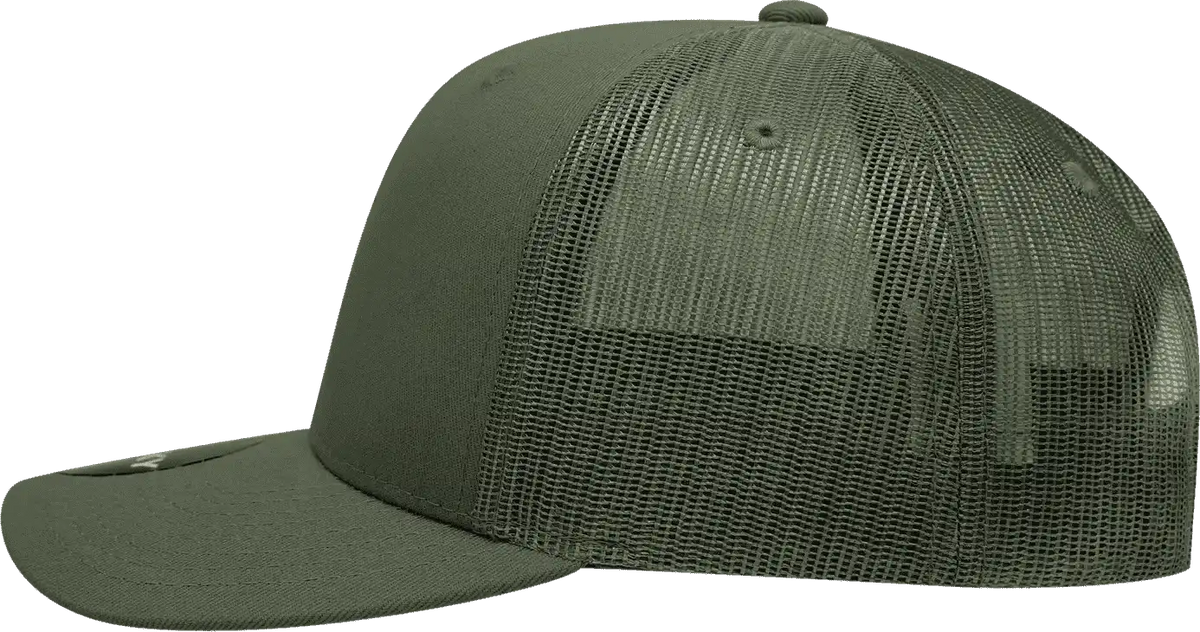 Decky 6021 Mid Profile 6 Panel Poly Cotton Trucker Cap Olive / one Size Fits Most