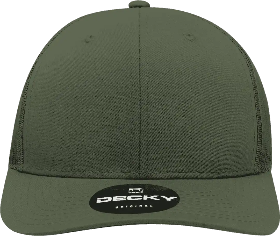 Decky 6021 Mid Profile 6 Panel Poly Cotton Trucker Cap Olive / one Size Fits Most