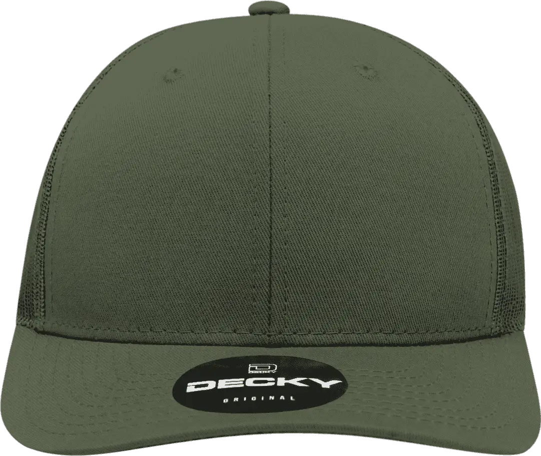 Decky 6021 Mid Profile 6 Panel Poly Cotton Trucker Cap - Olive