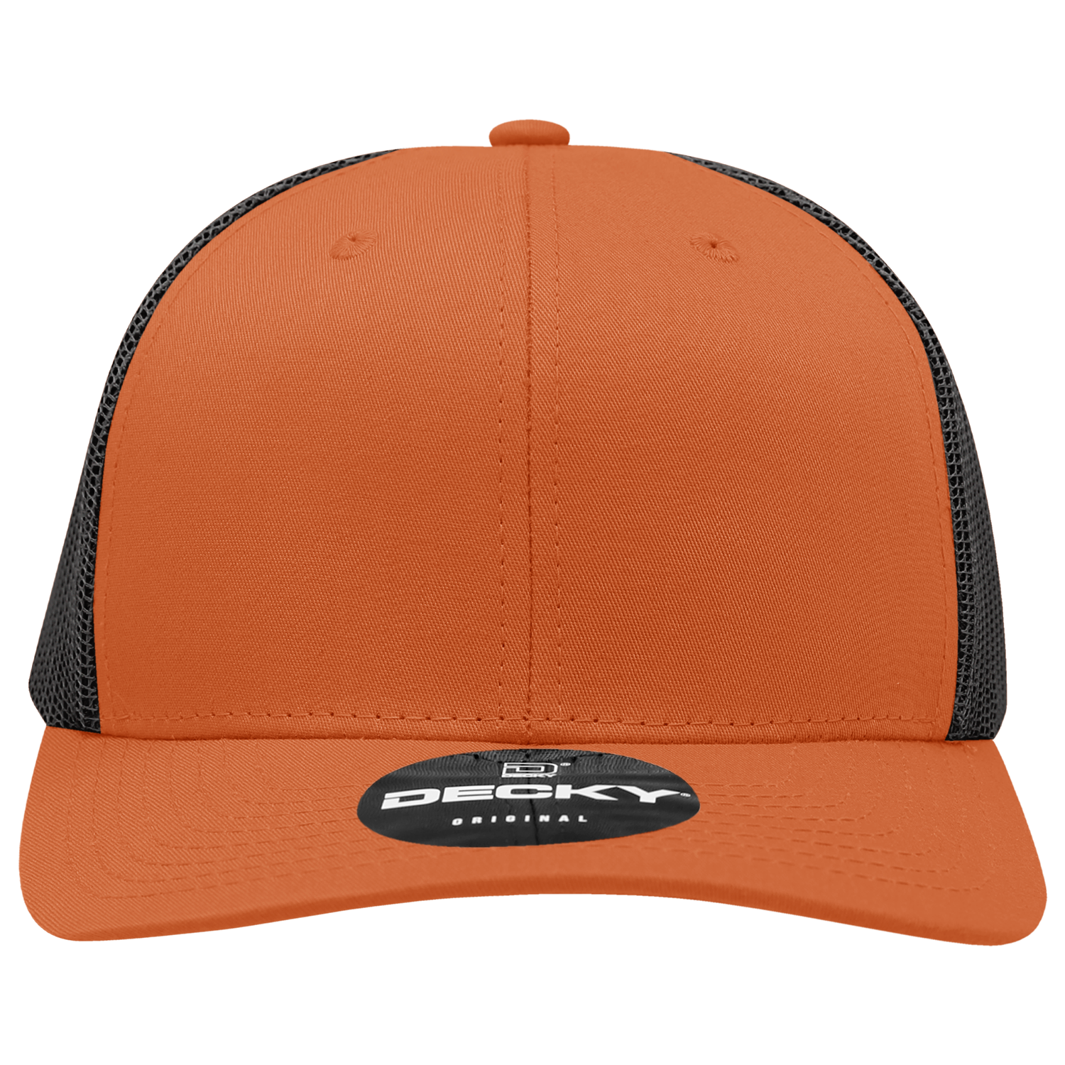 Decky 6021 Mid Profile 6 Panel Poly Cotton Trucker Cap - Orange Black