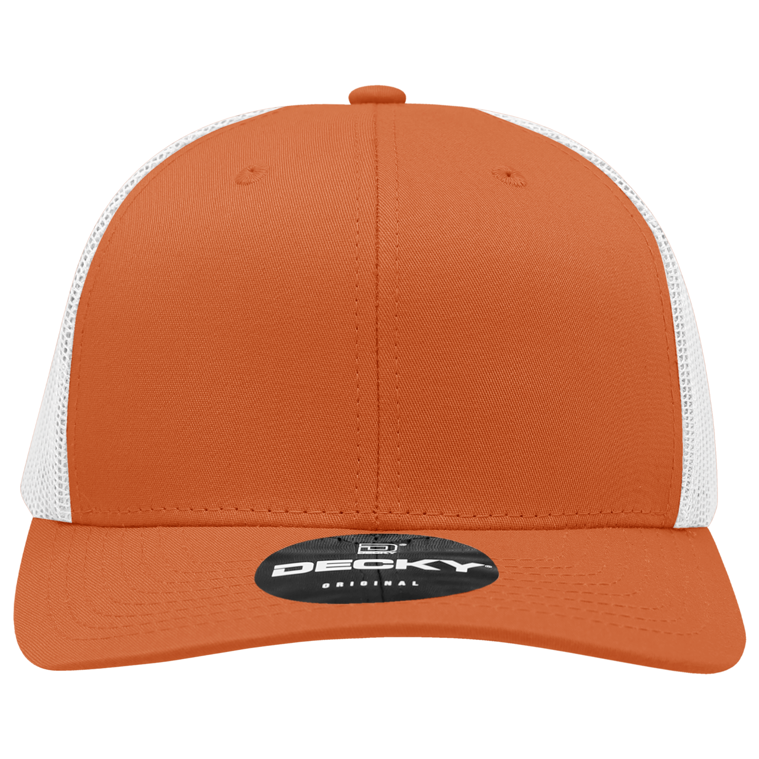 Decky 6021 Mid Profile 6 Panel Poly Cotton Trucker Cap - Orange White