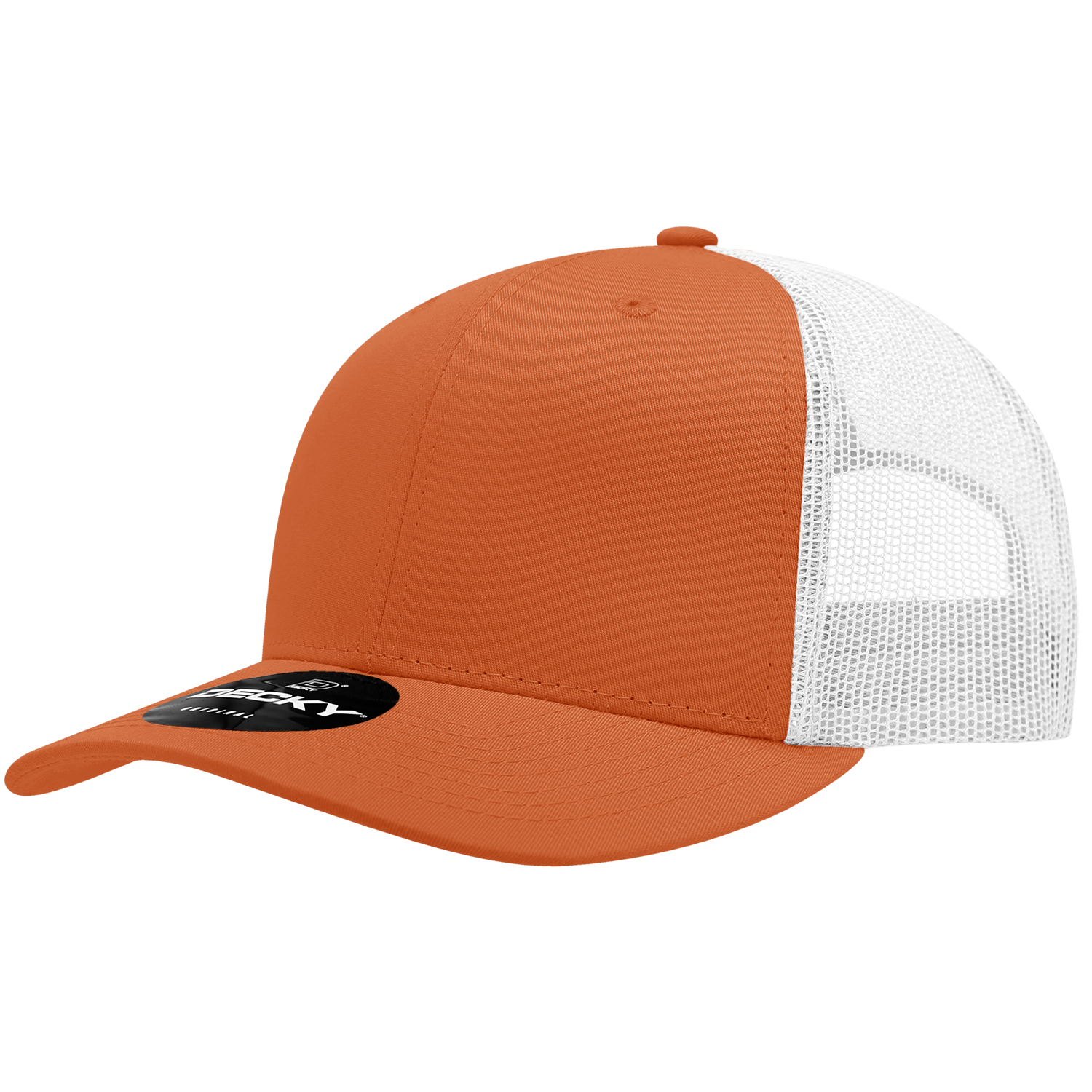 Decky 6021 Mid Profile 6 Panel Poly Cotton Trucker Cap - Orange White