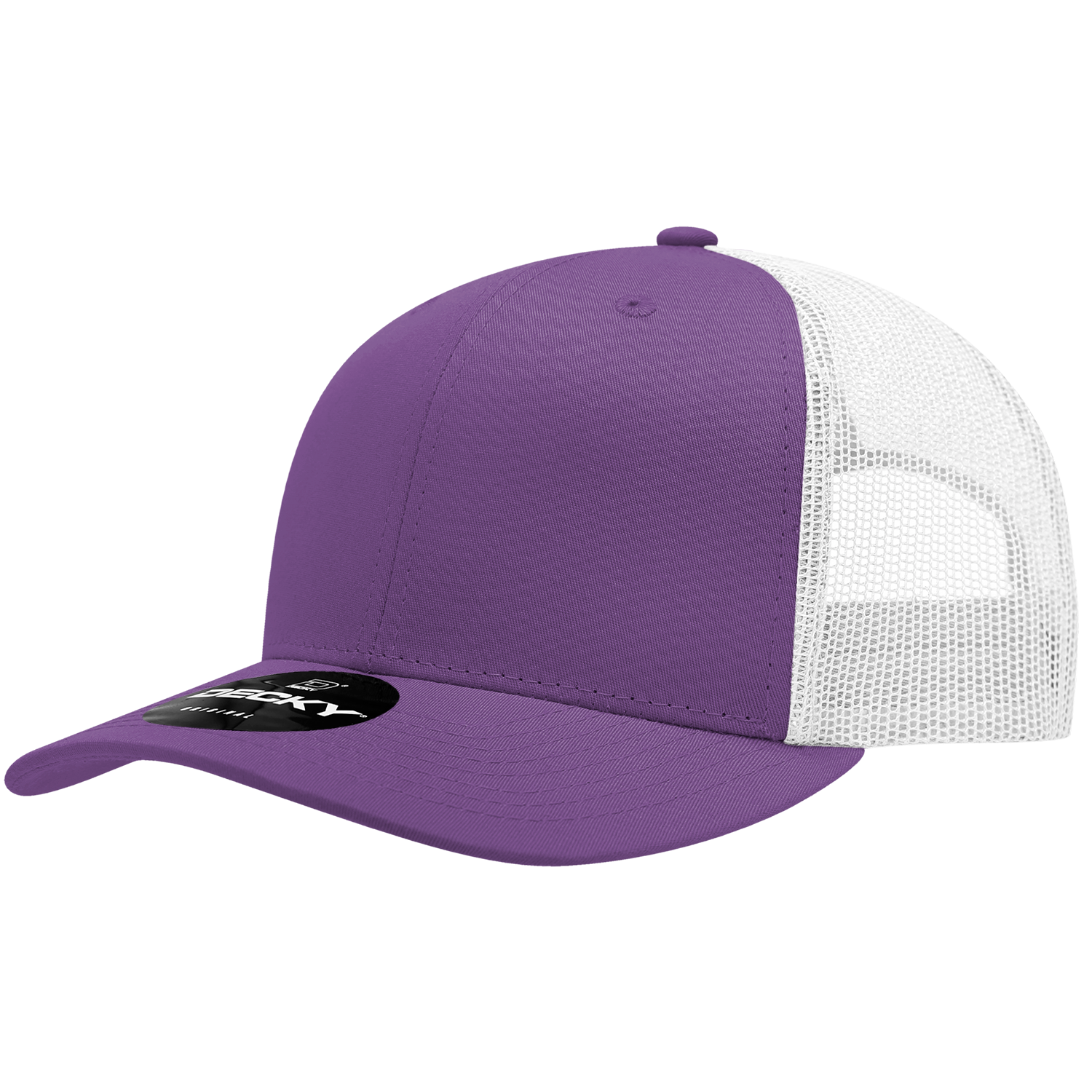 Decky 6021 Mid Profile 6 Panel Poly Cotton Trucker Cap - Purple White