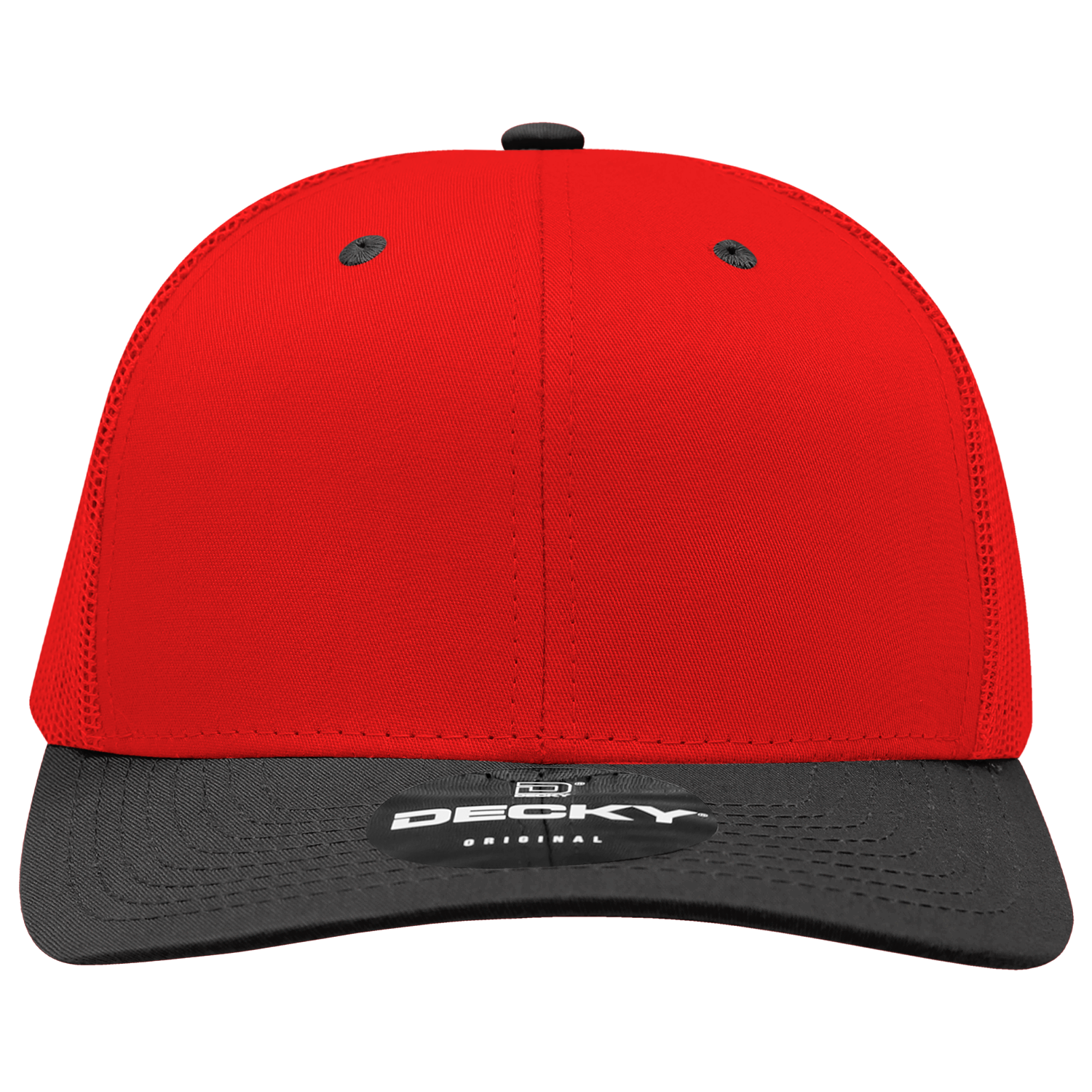 Decky 6021 Mid Profile 6 Panel Poly Cotton Trucker Cap - Red Black