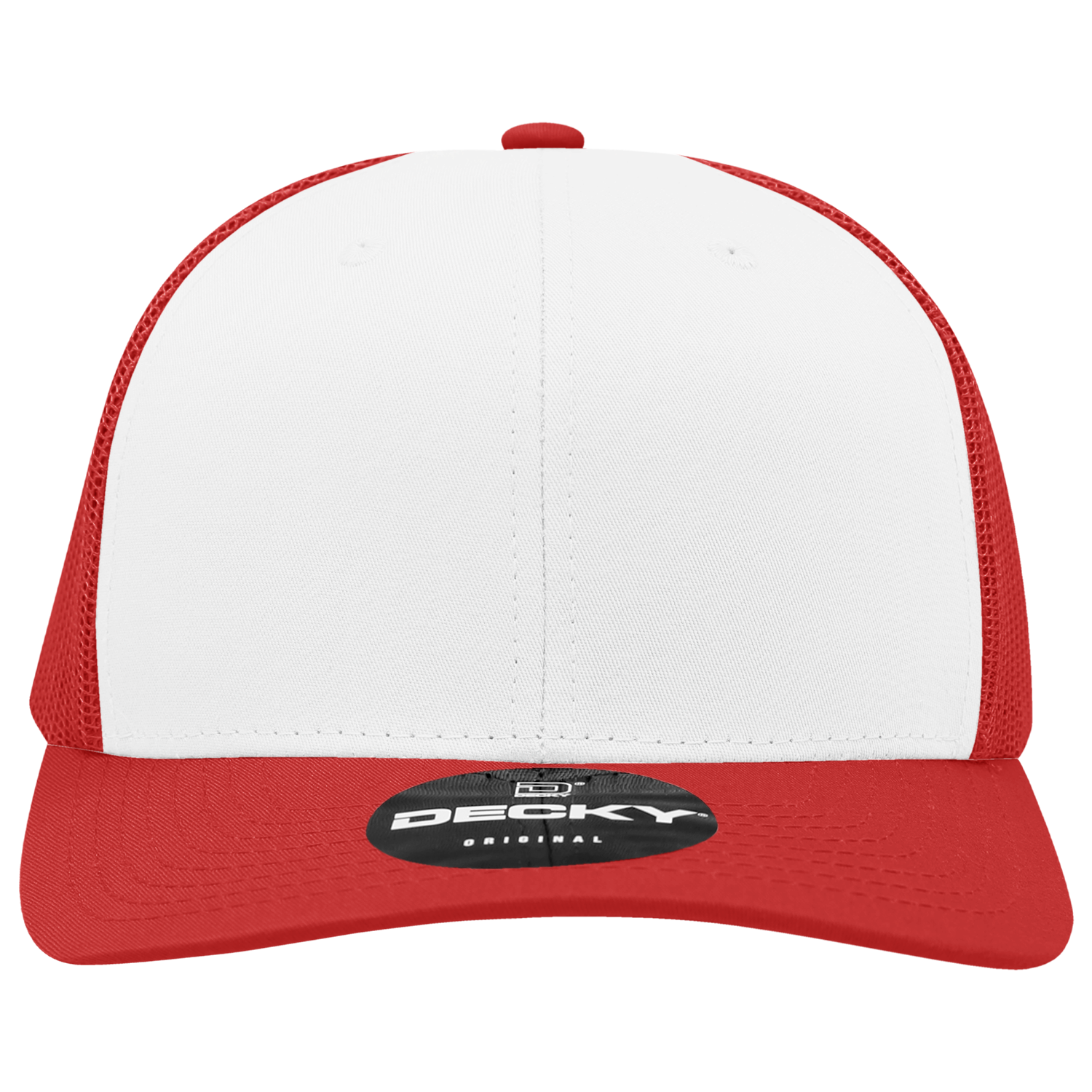 Decky 6021 Mid Profile 6 Panel Poly Cotton Trucker Cap - Red White