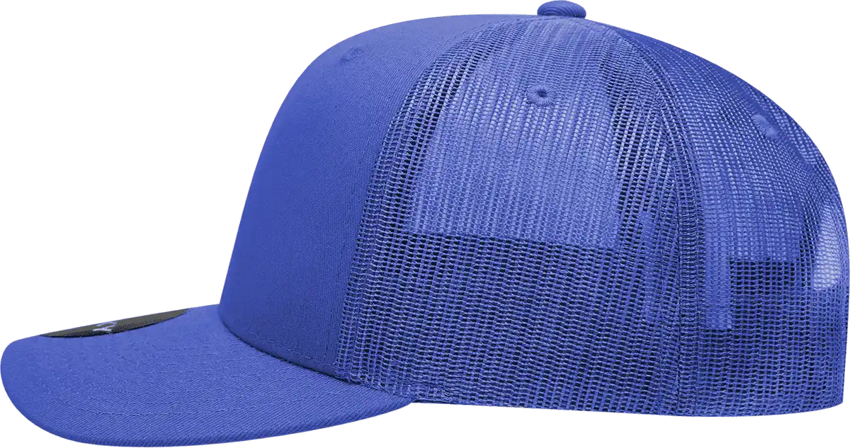 Decky 6021 Mid Profile 6 Panel Poly Cotton Trucker Cap Royal / one Size Fits Most