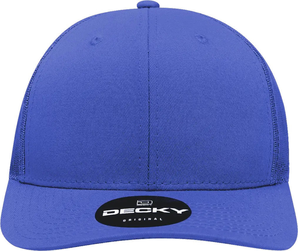 Decky 6021 Mid Profile 6 Panel Poly Cotton Trucker Cap - Royal