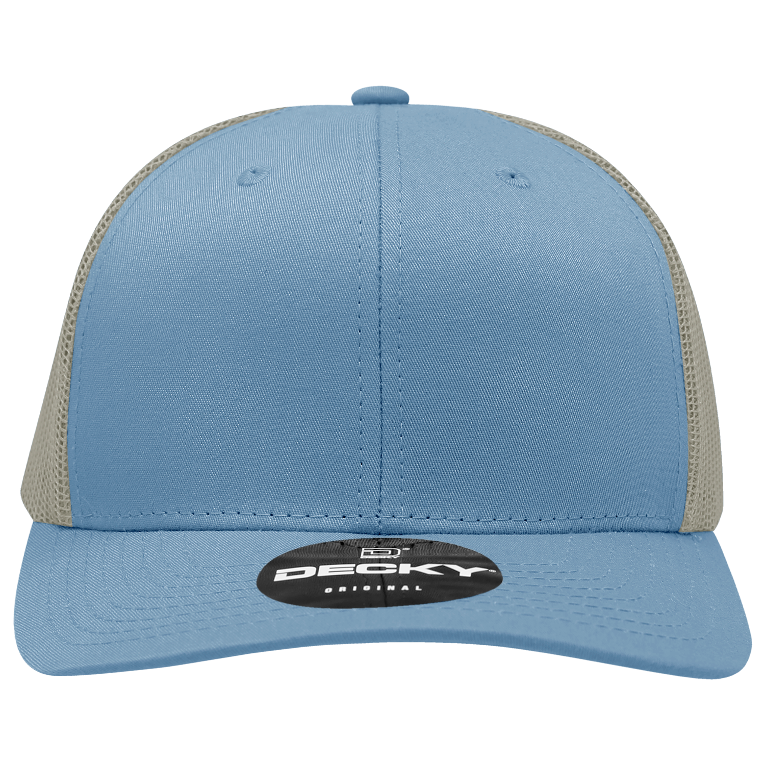 Decky 6021 Mid Profile 6 Panel Poly Cotton Trucker Cap - Sky Khaki