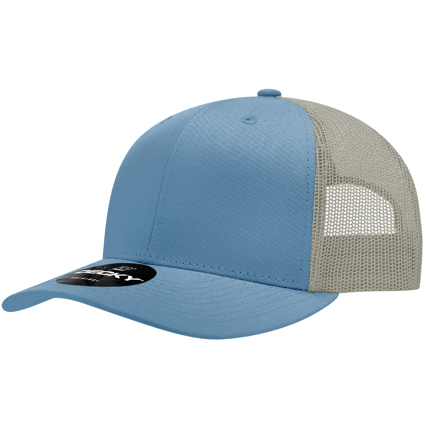 Decky 6021 Mid Profile 6 Panel Poly Cotton Trucker Cap - Sky Khaki