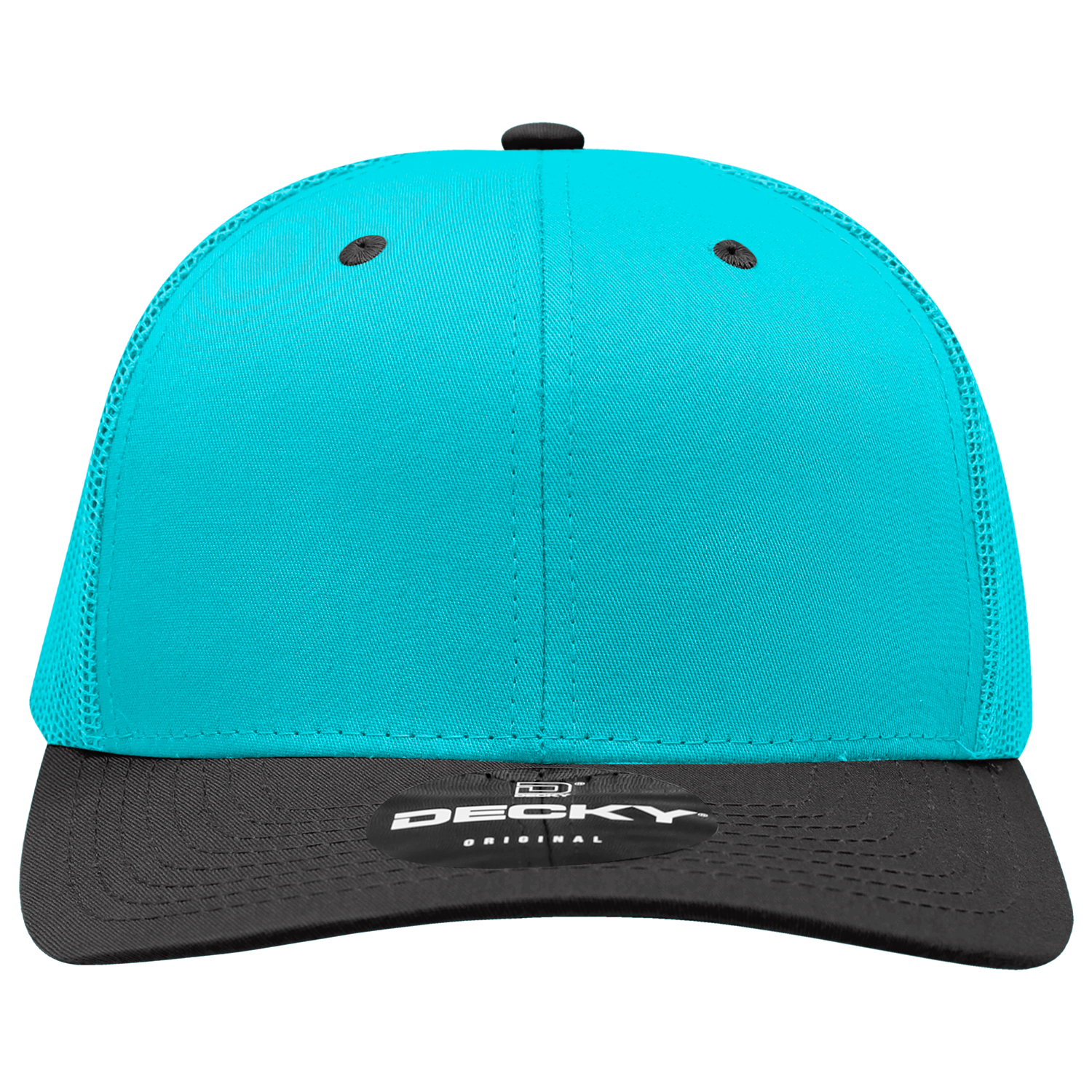 Decky 6021 Mid Profile 6 Panel Poly Cotton Trucker Cap - Teal Black