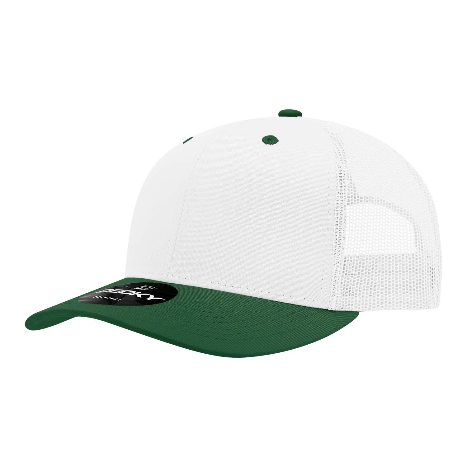 Decky 6021 Mid Profile 6 Panel Poly Cotton Trucker Cap - White Forest
