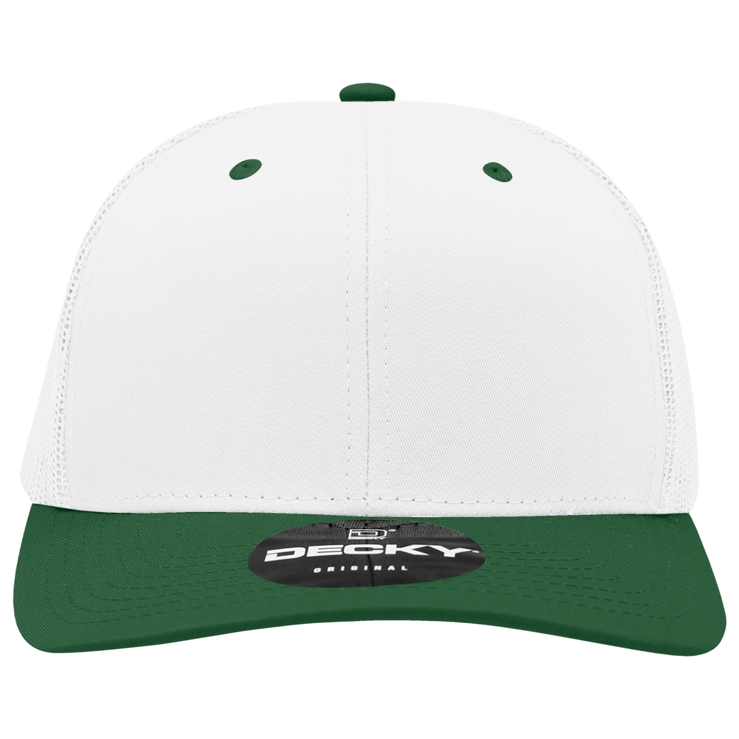 Decky 6021 Mid Profile 6 Panel Poly Cotton Trucker Cap - White Forest