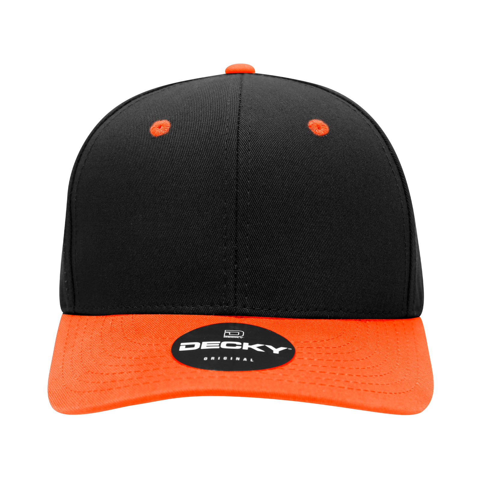Decky 6022 6 Panel Mid Profile Structured Cotton Blend Cap - Black Orange