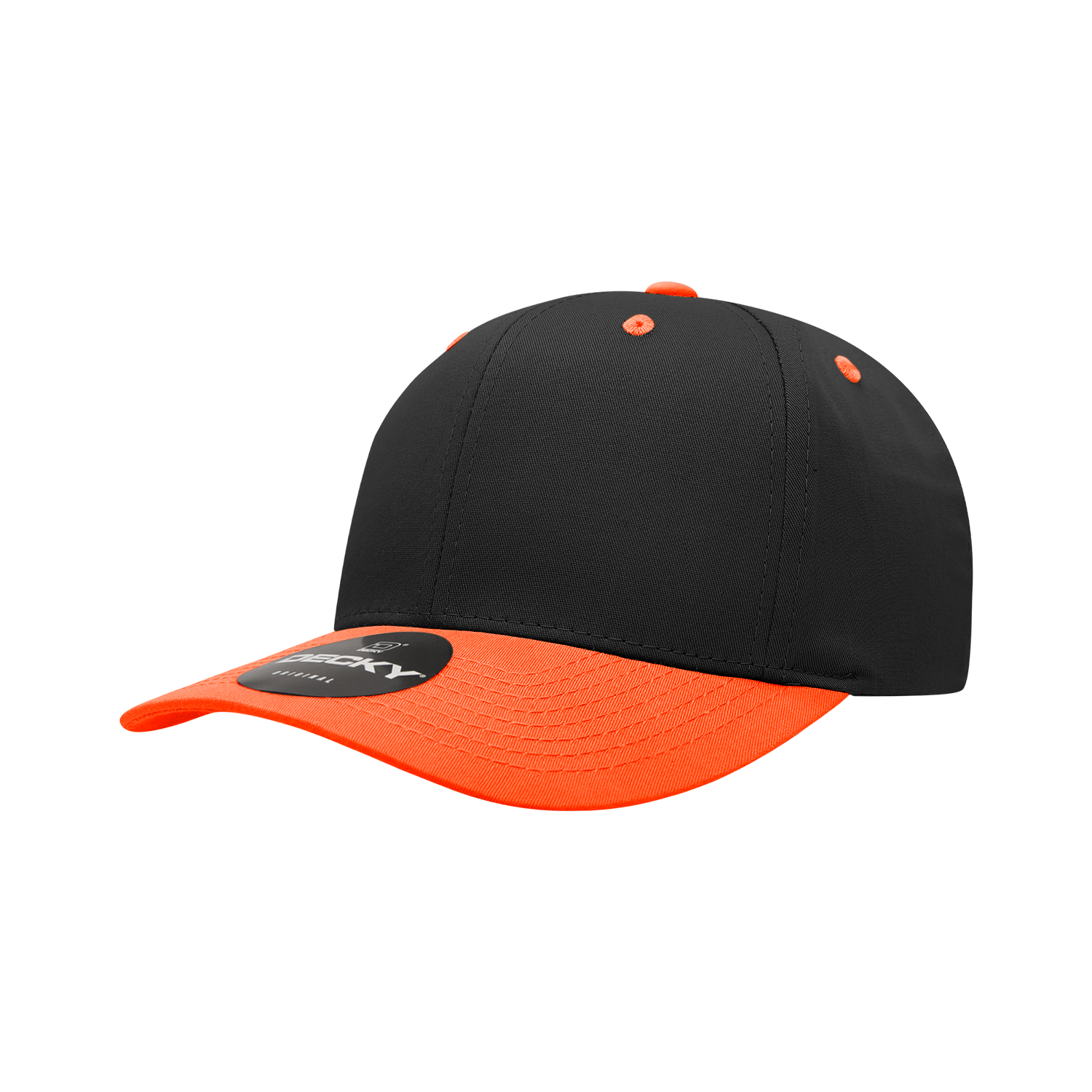 Decky 6022 6 Panel Mid Profile Structured Cotton Blend Cap - Black Orange