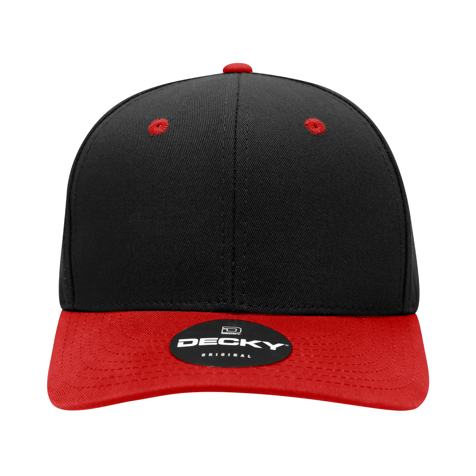 Decky 6022 6 Panel Mid Profile Structured Cotton Blend Cap - Black Red