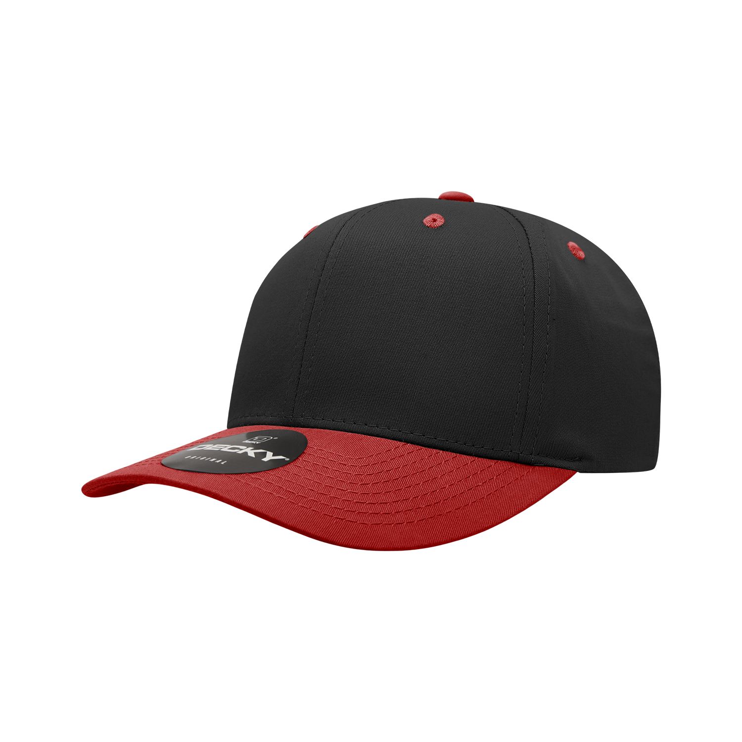 Decky 6022 6 Panel Mid Profile Structured Cotton Blend Cap - Black Red