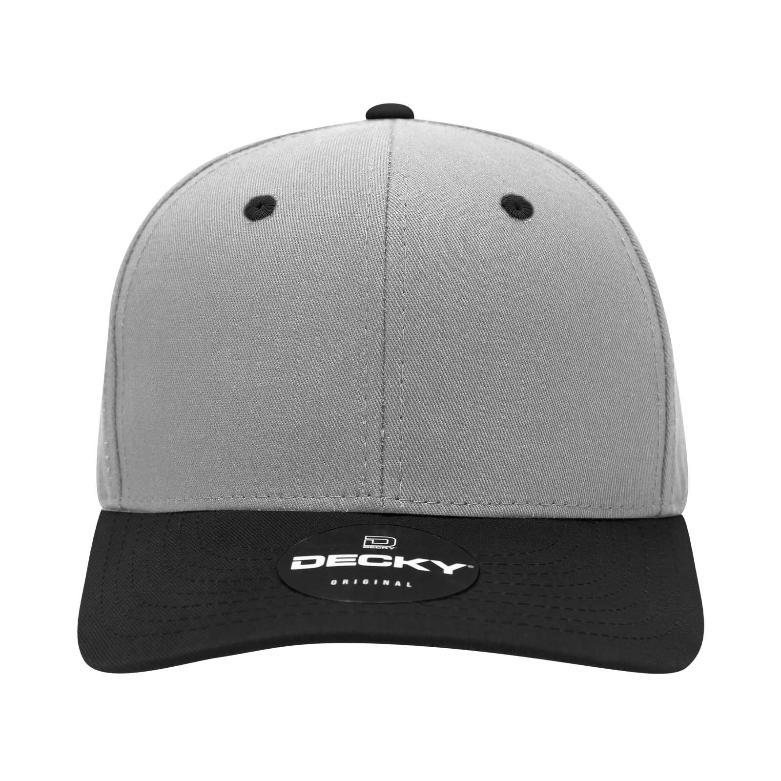 Decky 6022 6 Panel Mid Profile Structured Cotton Blend Cap - Grey Black