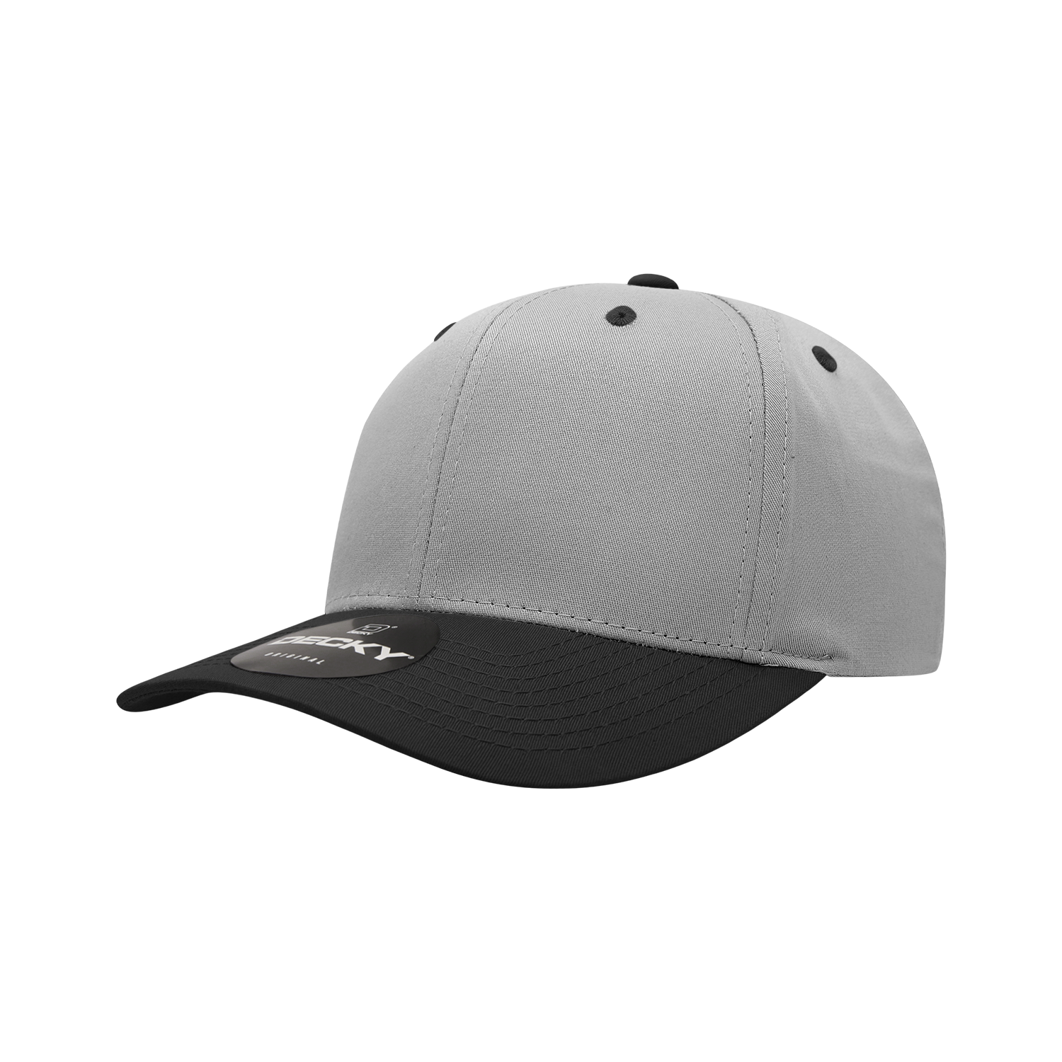 Decky 6022 6 Panel Mid Profile Structured Cotton Blend Cap - Grey Black