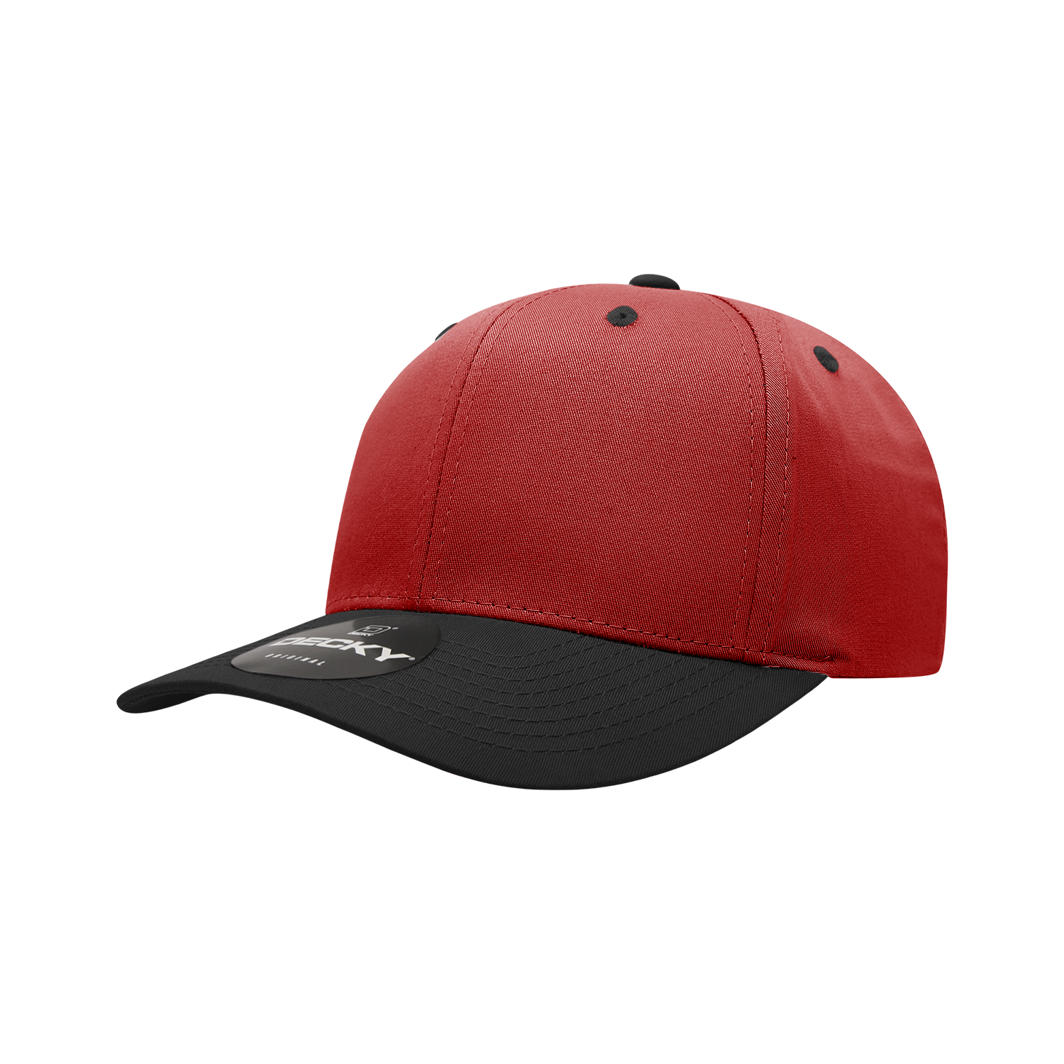 Decky 6022 6 Panel Mid Profile Structured Cotton Blend Cap - Red Black