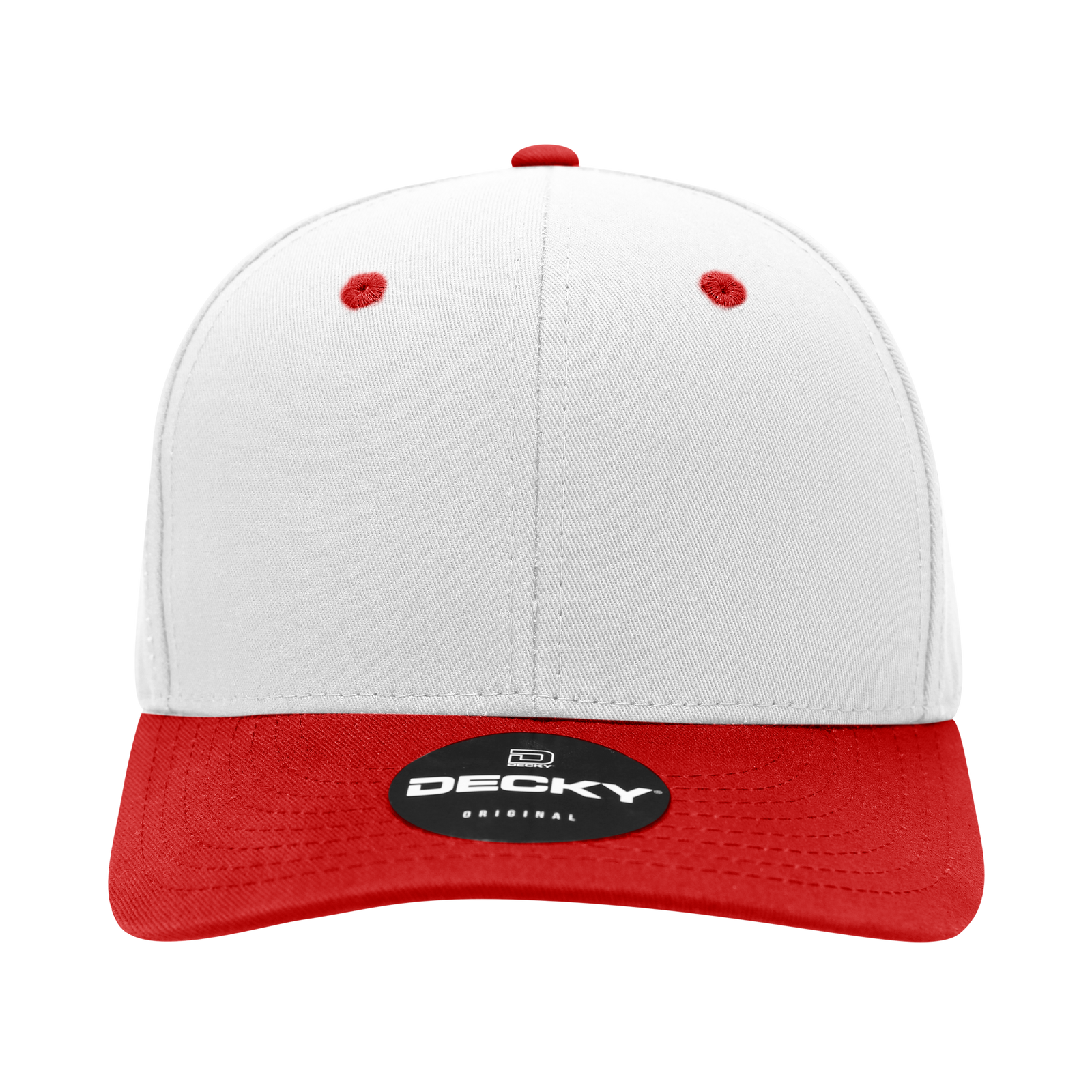 Decky 6022 6 Panel Mid Profile Structured Cotton Blend Cap - White Red