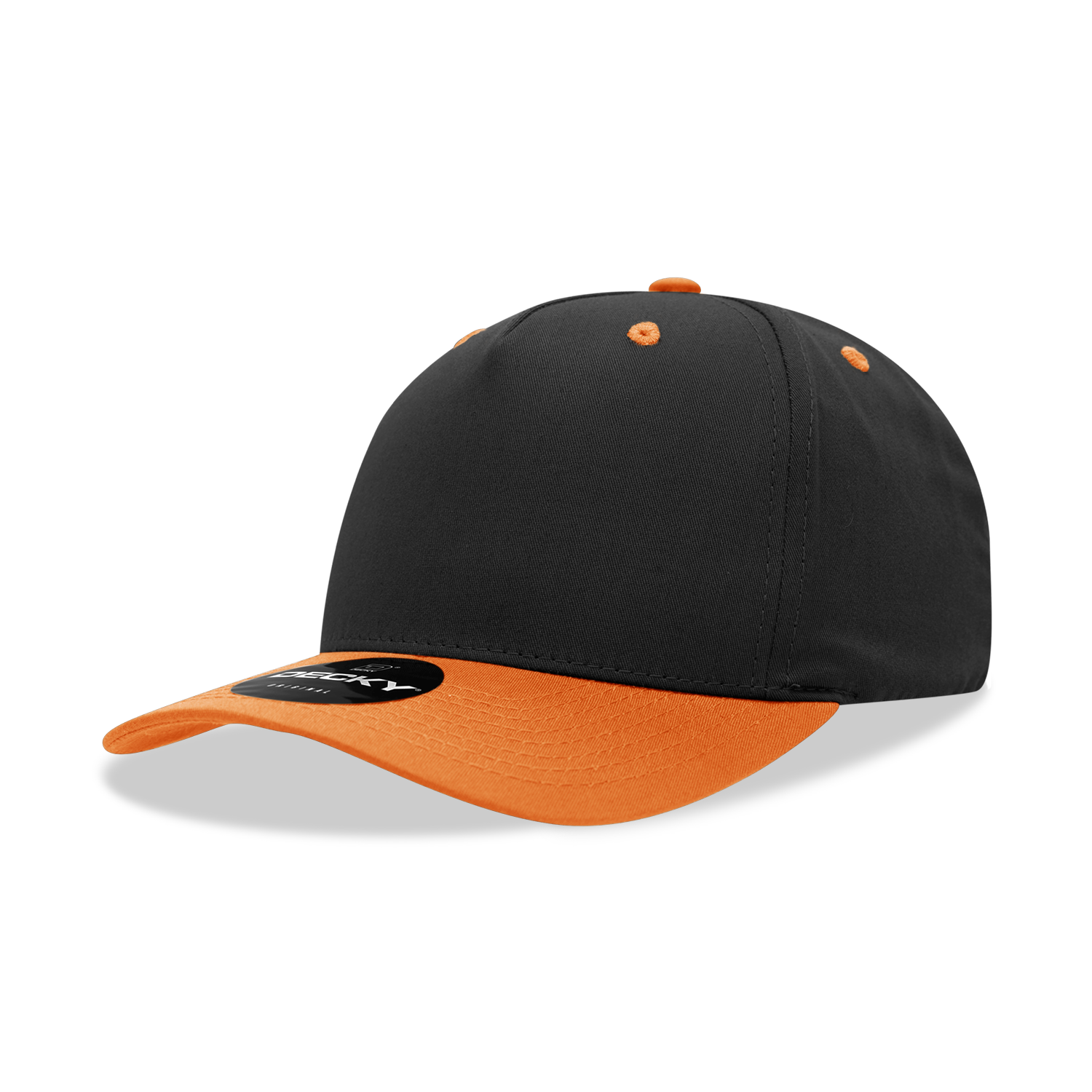 Decky 6024 5 Panel Mid Profile Structured Cotton Blend Cap - Black Orange
