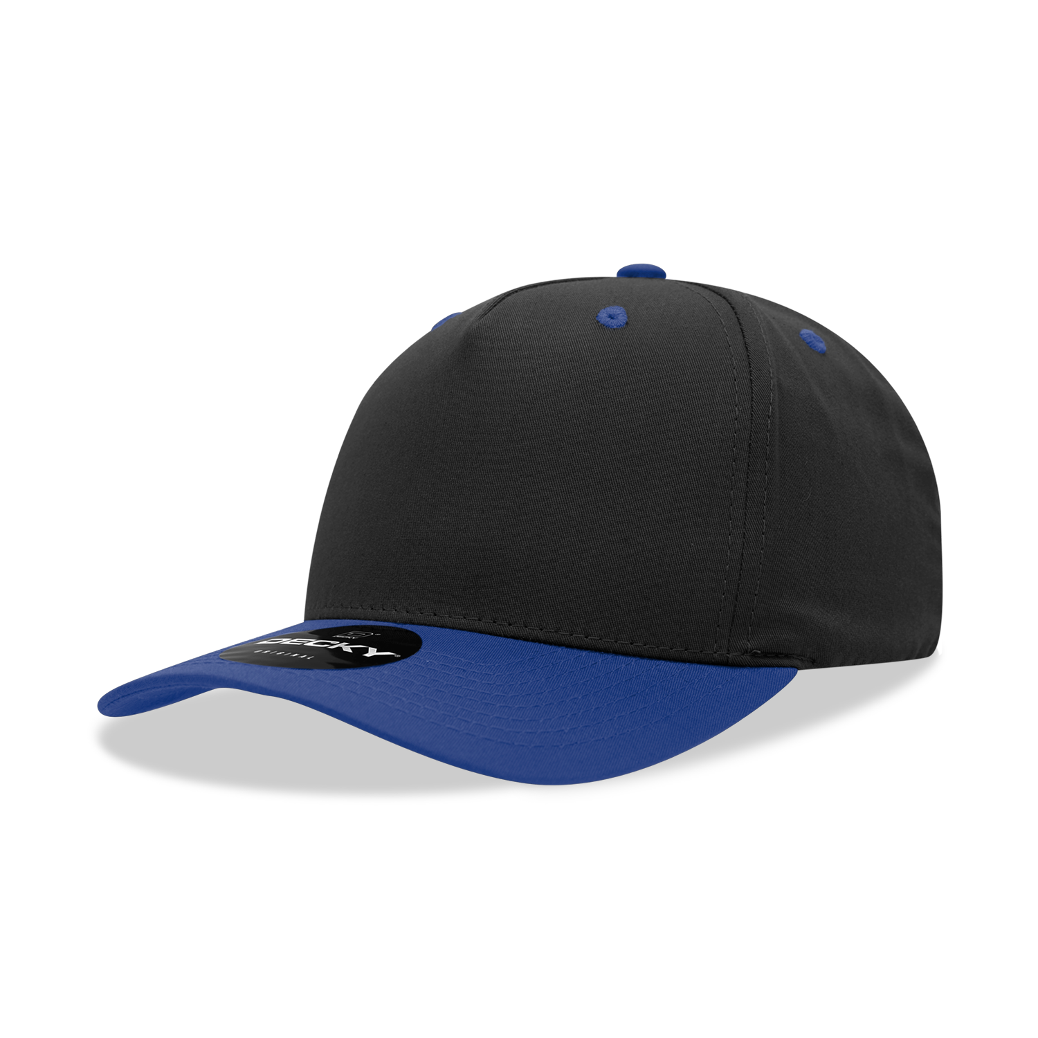 Decky 6024 5 Panel Mid Profile Structured Cotton Blend Cap - Black Royal