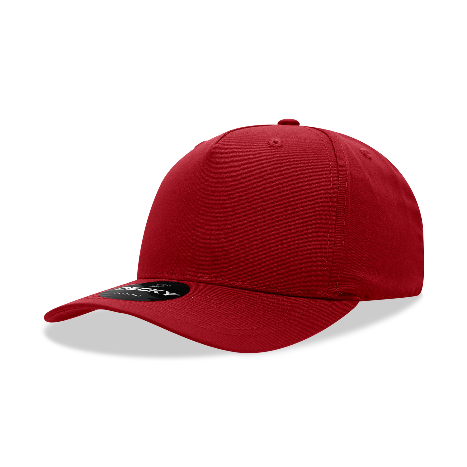 Decky 6024 5 Panel Mid Profile Structured Cotton Blend Cap - Cardinal