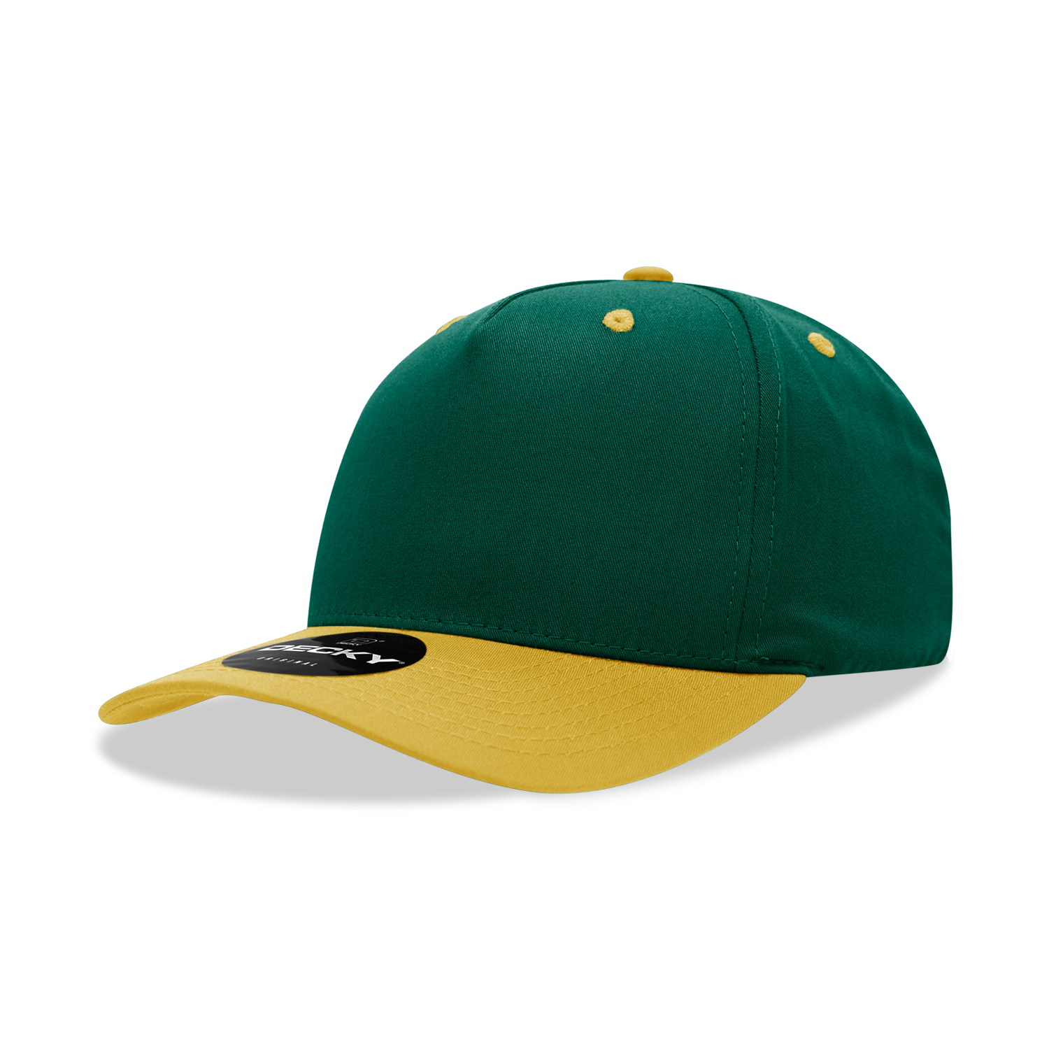 Decky 6024 5 Panel Mid Profile Structured Cotton Blend Cap - Forest Gold